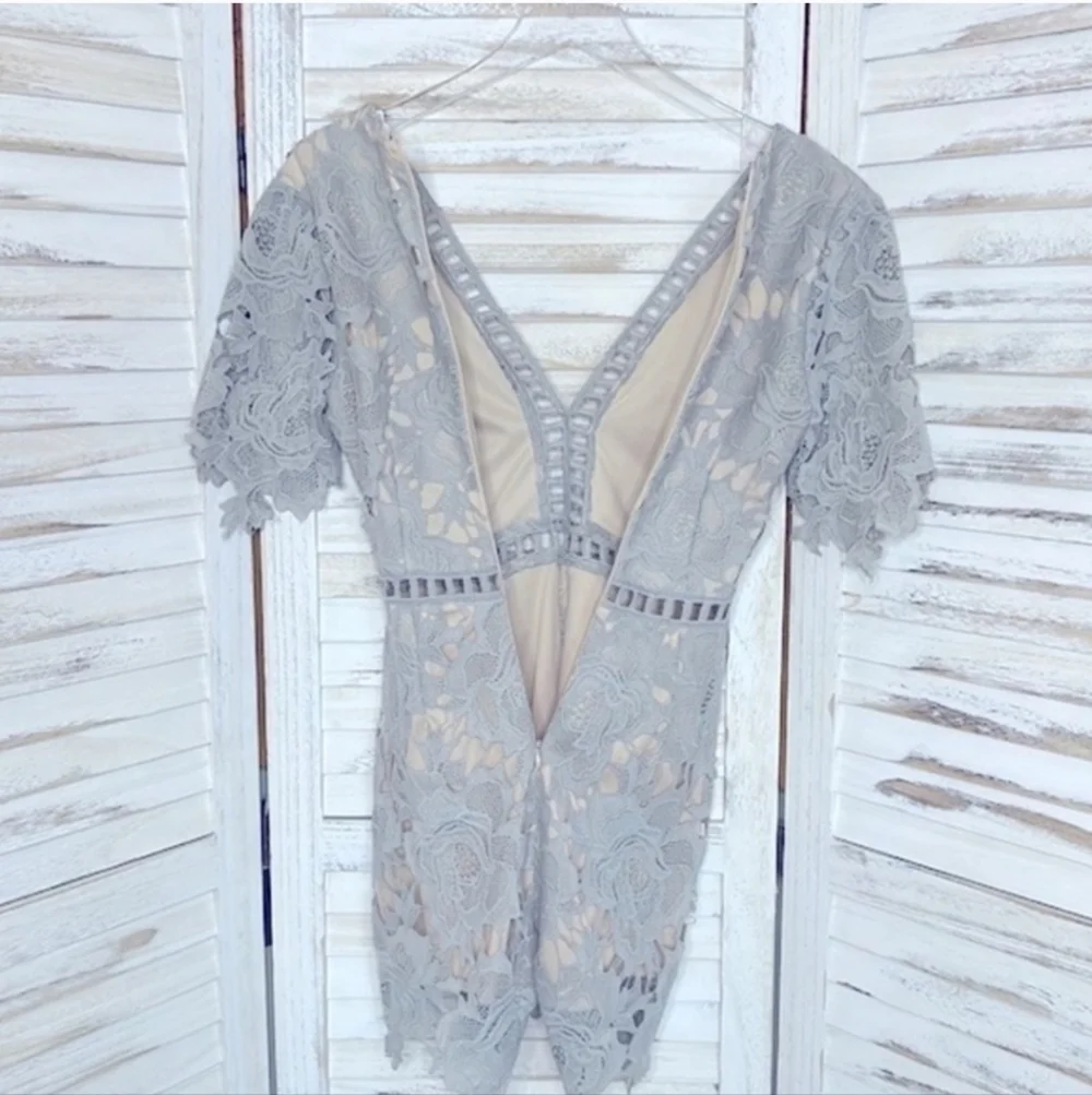 ASTR the Label Lace Romper Small Gray LNC - Picture 6 of 11